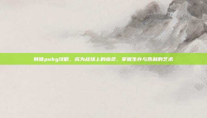 韩信pubg攻略，成为战场上的幽灵，掌握生存与胜利的艺术