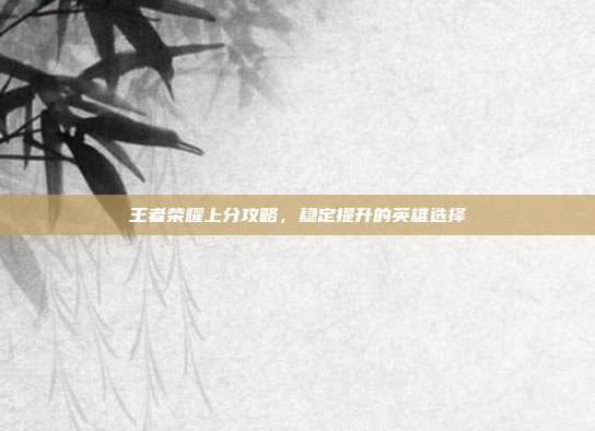 王者荣耀上分攻略,稳定提升的英雄选择