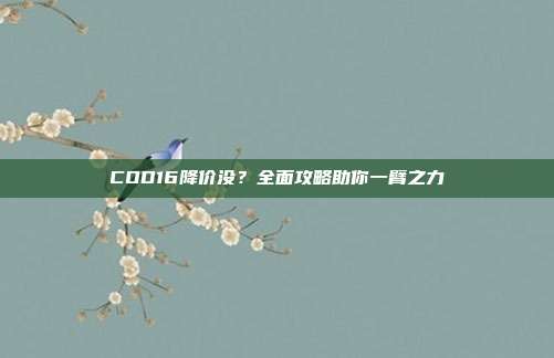 COD16降价没?全面攻略助你一臂之力