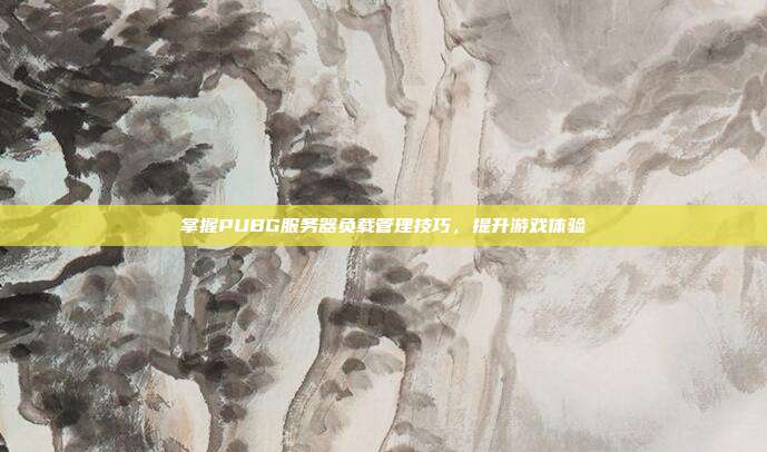 掌握PUBG服务器负载管理技巧,提升游戏体验