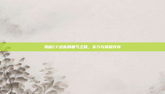 揭秘CF战队的霸气之路,实力与荣耀并存