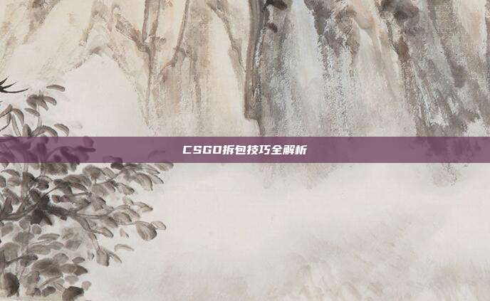 CSGO拆包技巧全解析