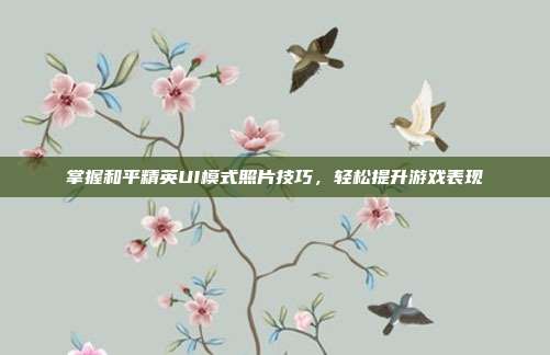 掌握和平精英UI模式照片技巧，轻松提升游戏表现
