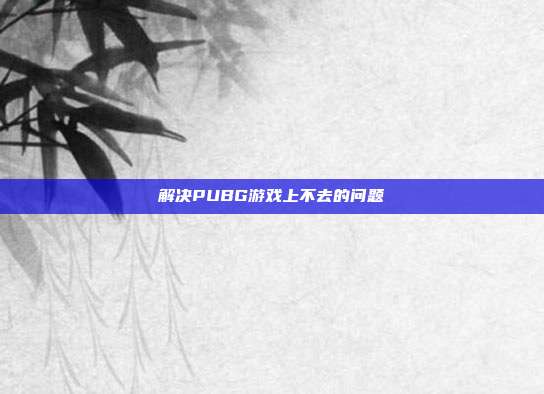 解决PUBG游戏上不去的问题