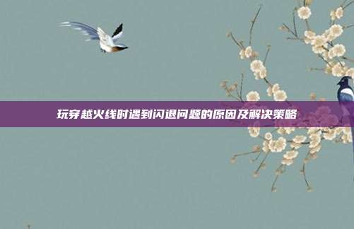 玩穿越火线时遇到闪退问题的原因及解决策略