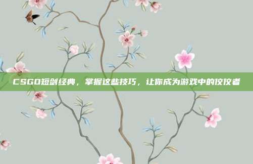 CSGO短剑经典，掌握这些技巧，让你成为游戏中的佼佼者