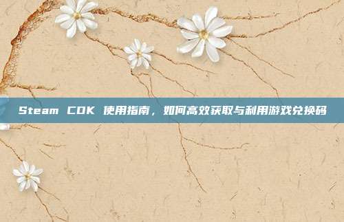 Steam CDK 使用指南，如何高效获取与利用游戏兑换码