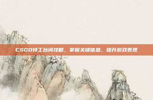 CSGO特工台词攻略，掌握关键信息，提升游戏表现