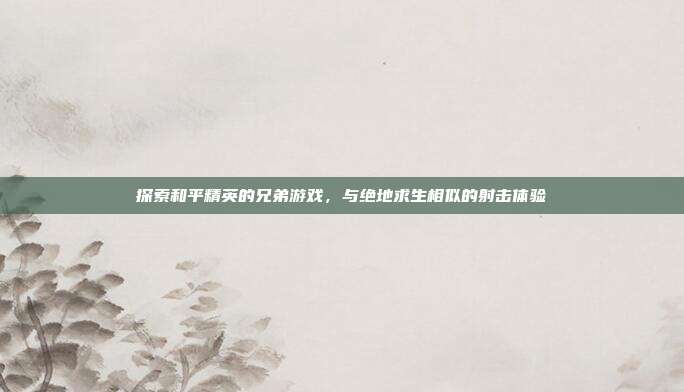 探索和平精英的兄弟游戏,与绝地求生相似的射击体验