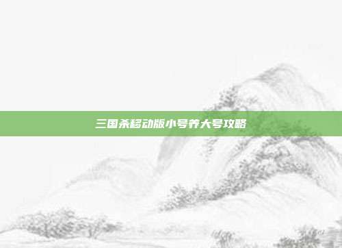 三国杀移动版小号养大号攻略