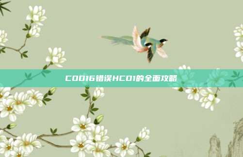 COD16错误HCD1的全面攻略