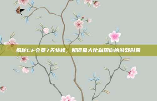 揭秘CF会员7天特权,如何最大化利用你的游戏时间