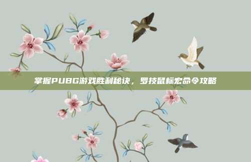 掌握PUBG游戏胜利秘诀,罗技鼠标宏命令攻略