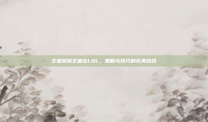 王者荣耀王者在LOL,策略与技巧的完美结合