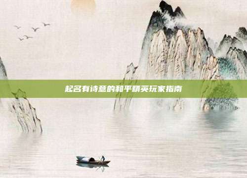 起名有诗意的和平精英玩家指南