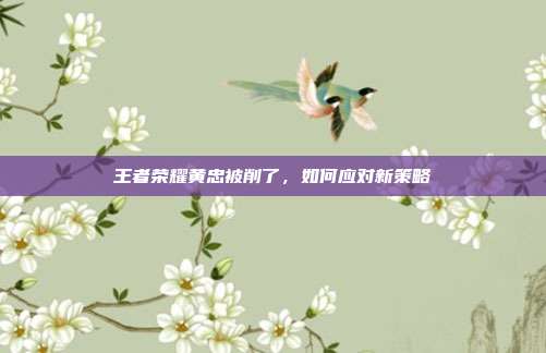 王者荣耀黄忠被削了,如何应对新策略