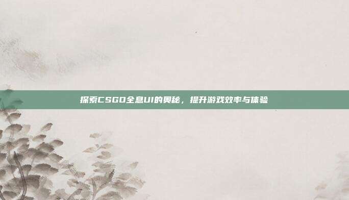 探索CSGO全息UI的奥秘,提升游戏效率与体验