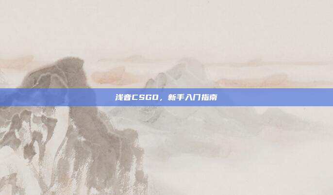 浅音CSGO,新手入门指南