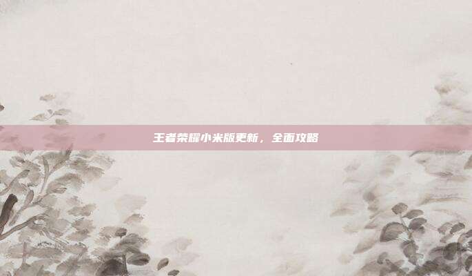 王者荣耀小米版更新,全面攻略