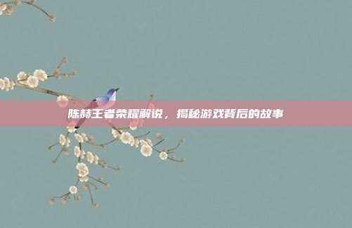 陈赫王者荣耀解说,揭秘游戏背后的故事