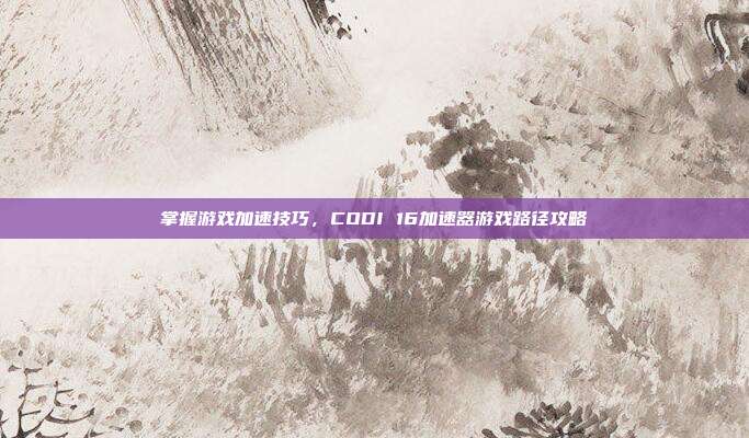 掌握游戏加速技巧,CODI 16加速器游戏路径攻略