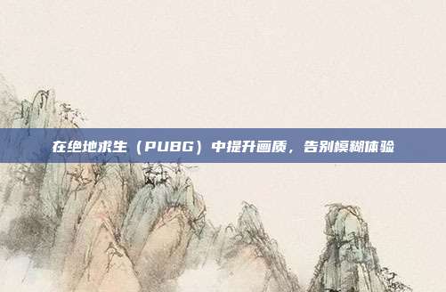 在绝地求生(PUBG)中提升画质,告别模糊体验