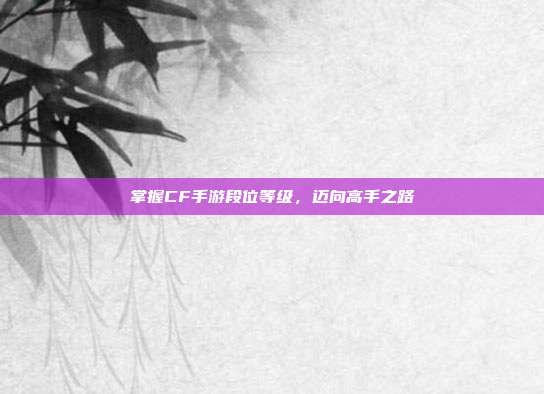 掌握CF手游段位等级,迈向高手之路
