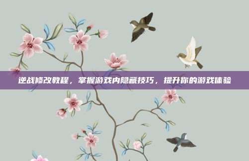 逆战修改教程,掌握游戏内隐藏技巧,提升你的游戏体验
