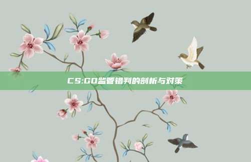 CS:GO监管错判的剖析与对策