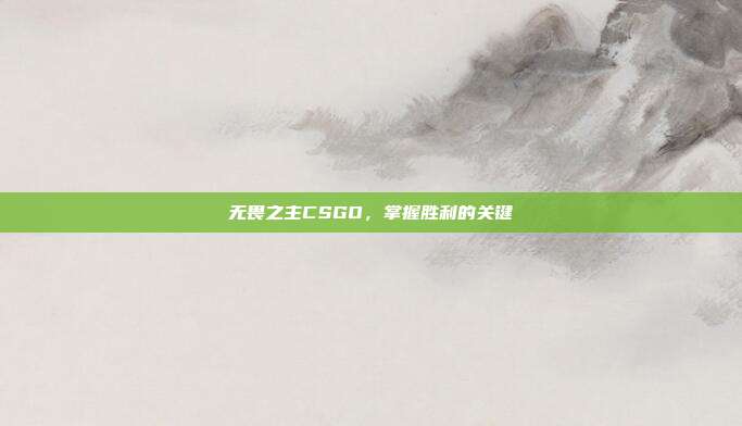 无畏之主CSGO，掌握胜利的关键
