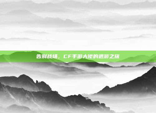 告别战场,CF手游大佬的退游之旅