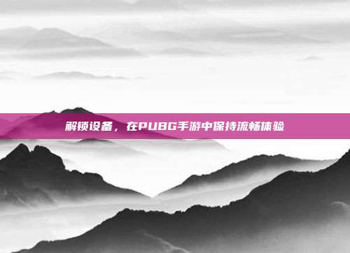 解锁设备,在PUBG手游中保持流畅体验