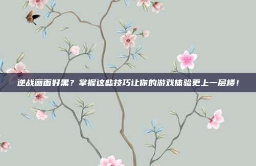 逆战画面好黑?掌握这些技巧让你的游戏体验更上一层楼!