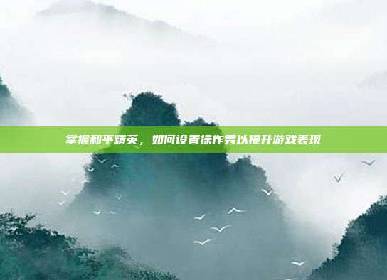 掌握和平精英,如何设置操作秀以提升游戏表现