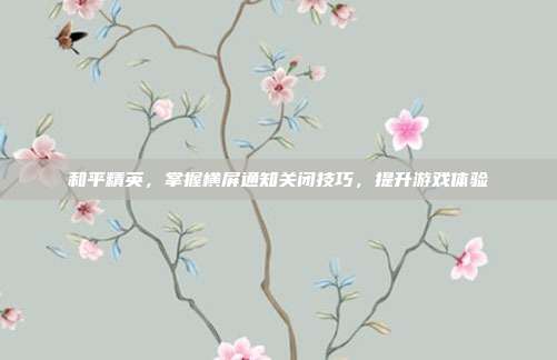 和平精英，掌握横屏通知关闭技巧，提升游戏体验