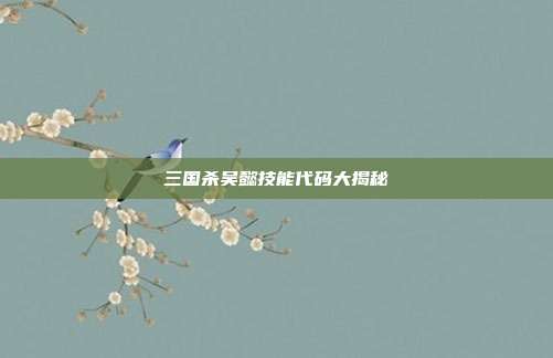 三国杀吴懿技能代码大揭秘