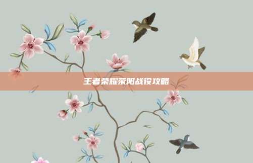 王者荣耀荥阳战役攻略