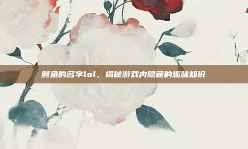 鳄鱼的名字lol,揭秘游戏内隐藏的趣味知识