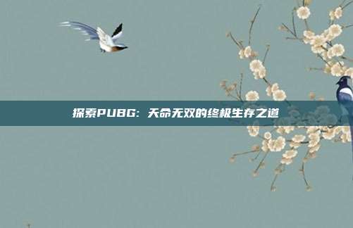 探索PUBG: 天命无双的终极生存之道