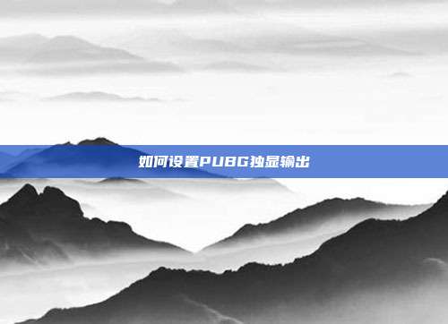 如何设置PUBG独显输出