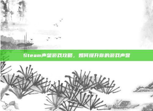 Steam声望游戏攻略,如何提升你的游戏声誉