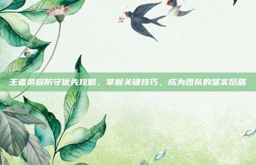 王者荣耀防守优先攻略,掌握关键技巧,成为团队的坚实后盾