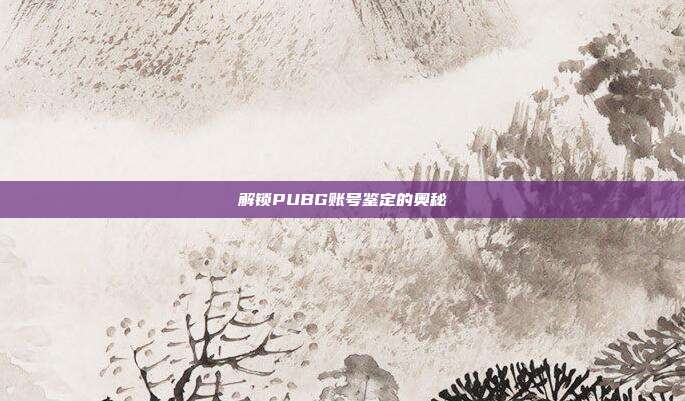 解锁PUBG账号鉴定的奥秘