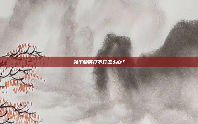 和平精英打不开怎么办?
