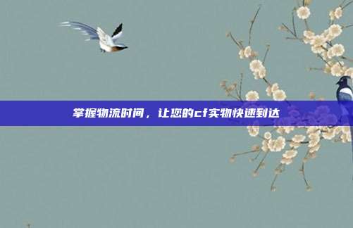 掌握物流时间,让您的cf实物快速到达
