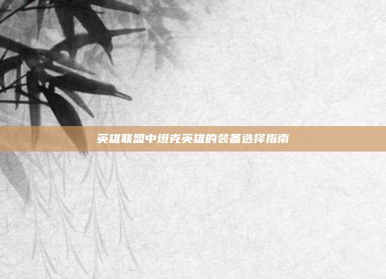 英雄联盟中坦克英雄的装备选择指南