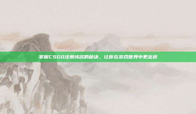 掌握CSGO注册域名的秘诀,让你在游戏世界中更出色