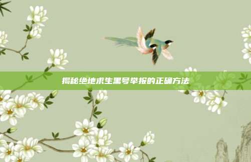 揭秘绝地求生黑号举报的正确方法