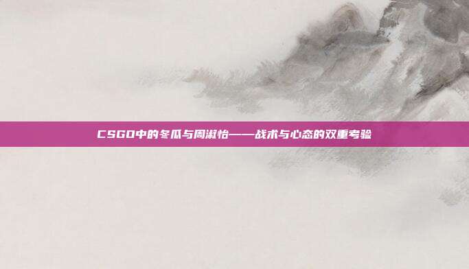 CSGO中的冬瓜与周淑怡——战术与心态的双重考验