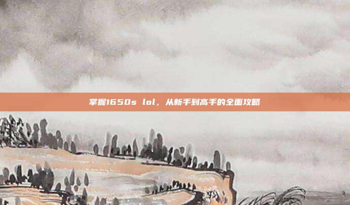掌握1650s lol,从新手到高手的全面攻略